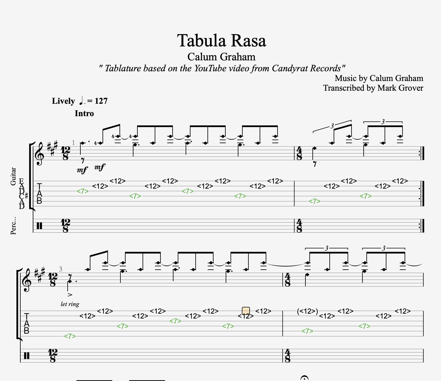 "TABULA RASA" - Guitar Tablature