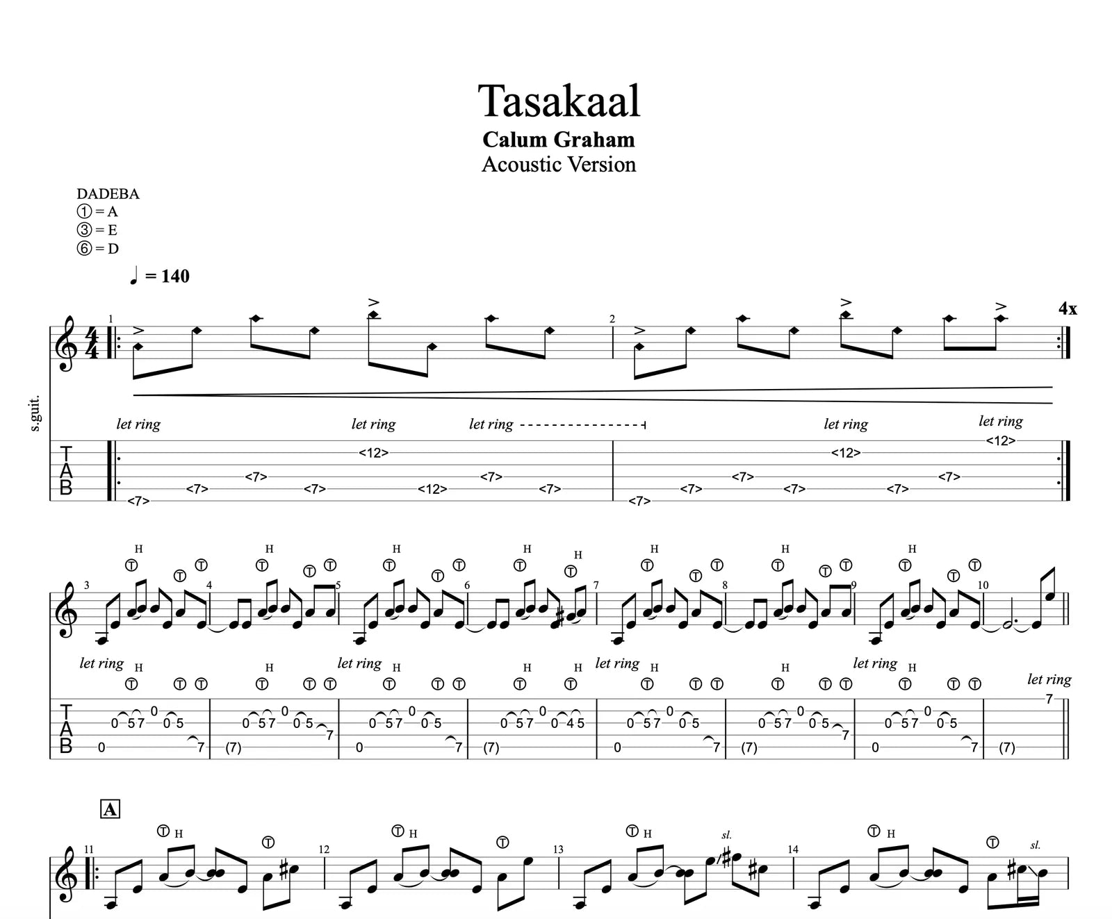 "TASAKAAL" - Guitar Tablature
