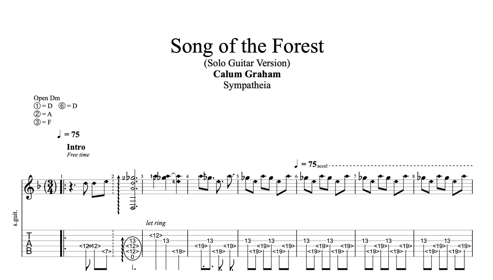 "SONG OF THE FOREST" - Guitar Tablature