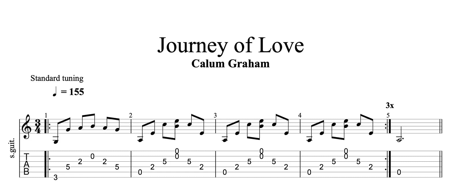 "JOURNEY OF LOVE" - Guitar Tablature