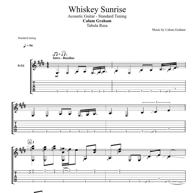 "WHISKEY SUNRISE" - Guitar Tablature