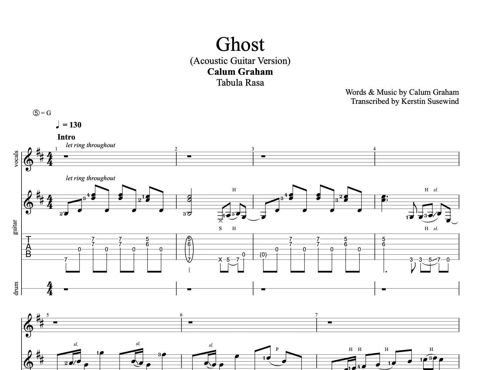 "GHOST" - Guitar Tablature